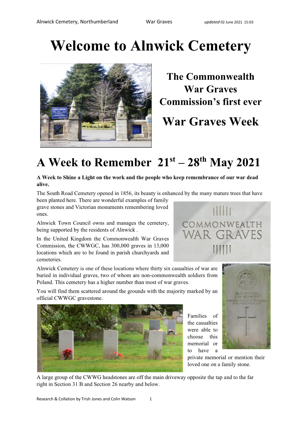 Alnwick Cemetery, Northumberland War Graves Updated 02 June 2021 15:03