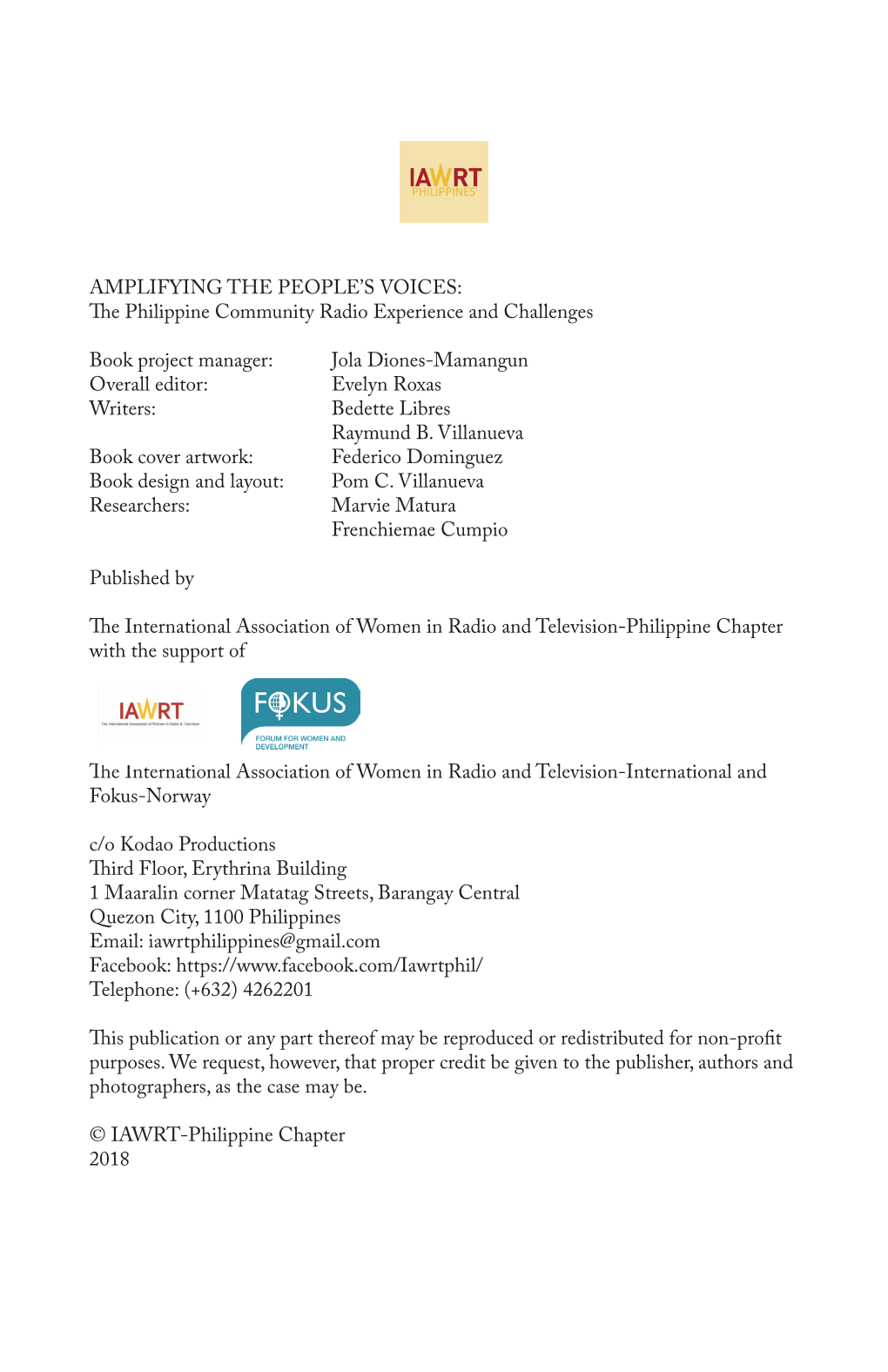 Amplifying the People's Voices: the Philippine Community Radio Experience and Challenge