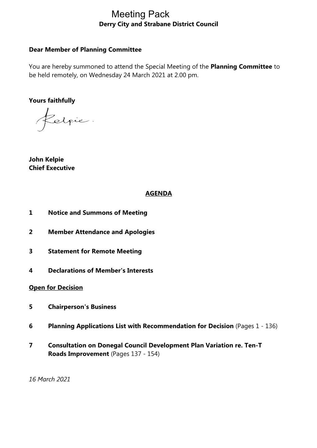 Agenda Document for Planning Committee, 24/03/2021 14:00