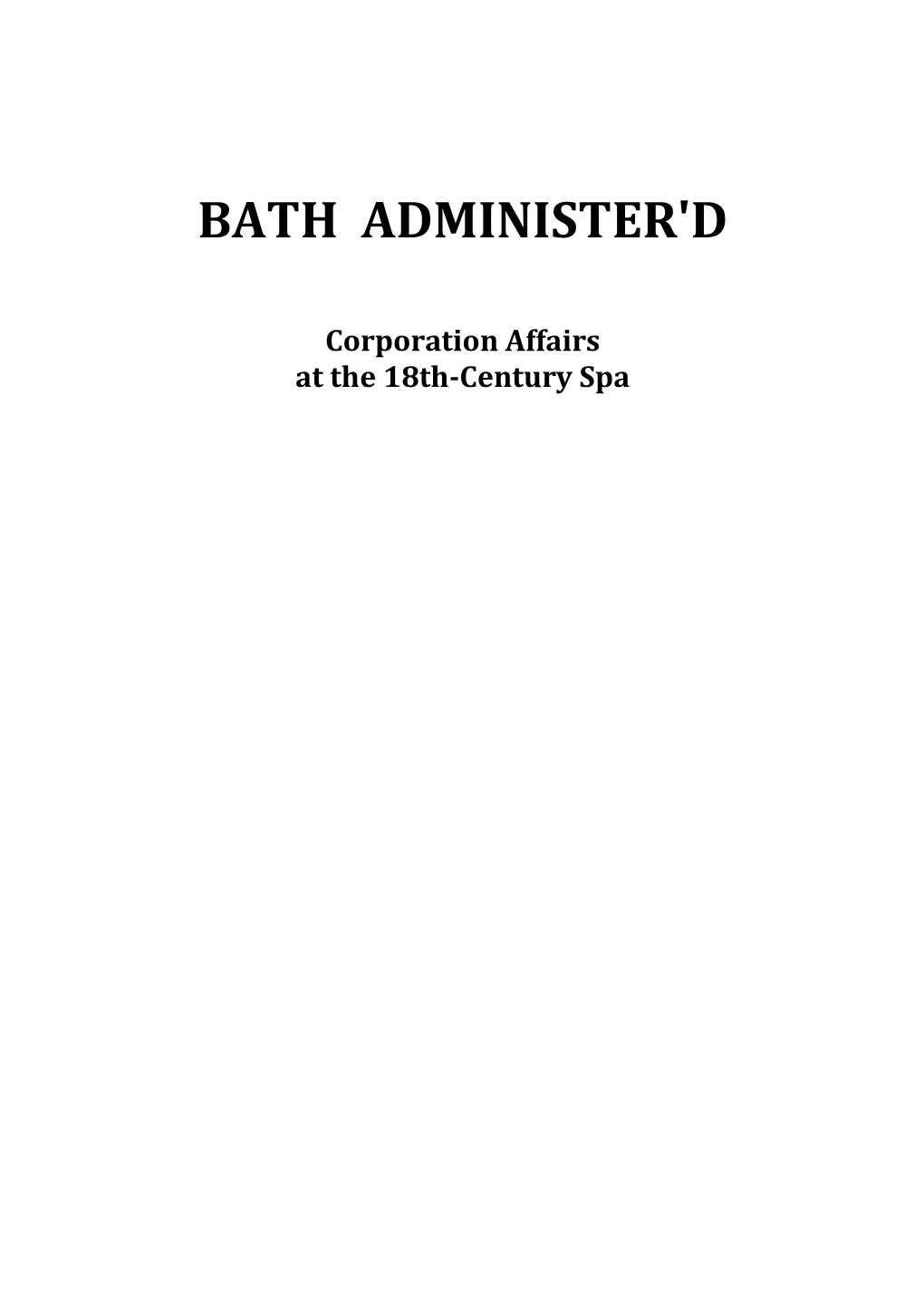 Bath Administer'd