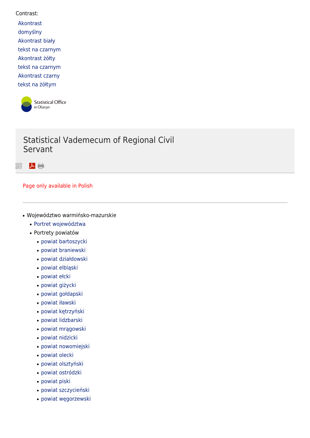 Statistical Office in Olsztyn / Statistical Vademecum of Regional Civil Servant