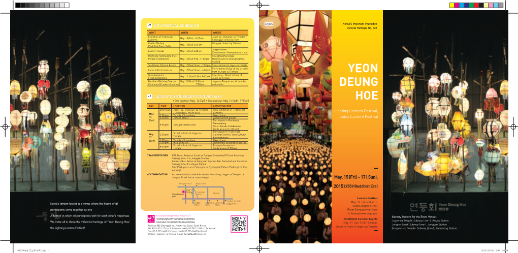 Yeon Deung Hoe,” Celebration Committee for Buddha’S Birthday May