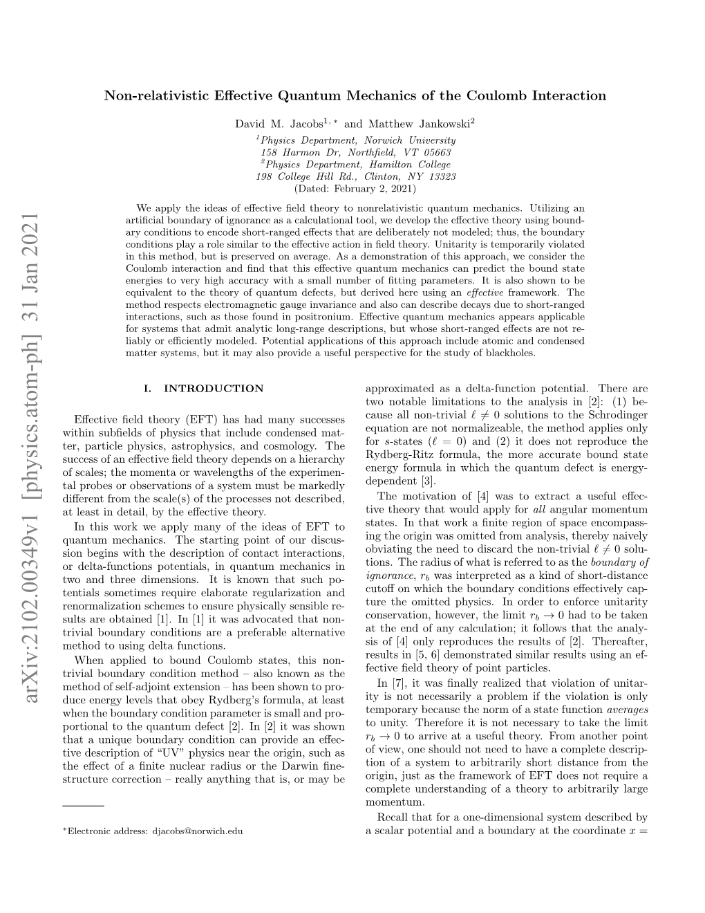 Arxiv:2102.00349V1 [Physics.Atom-Ph] 31 Jan 2021