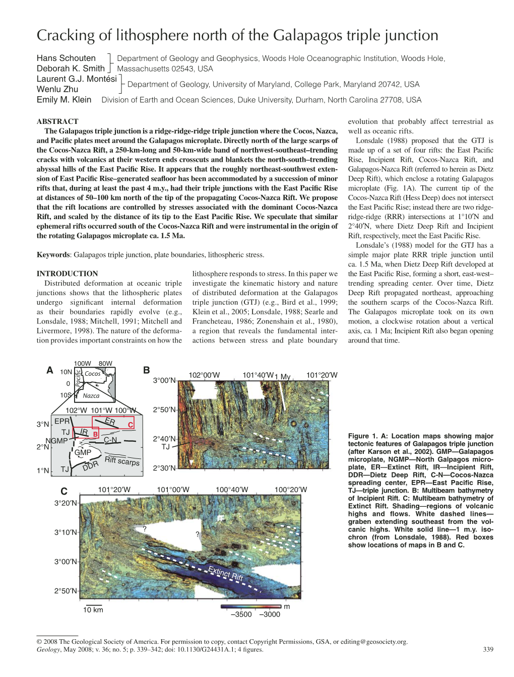 Cracking of Lithosphere North of the Galapagos Triple Junction