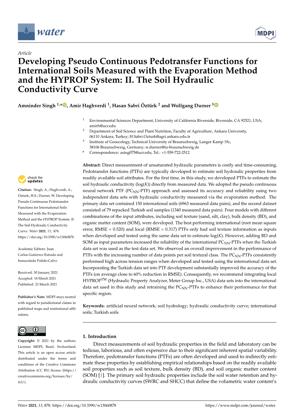 Developing Pseudo Continuous Pedotransfer Functions for International Soils Measured with the Evaporation Method and the HYPROP System: II