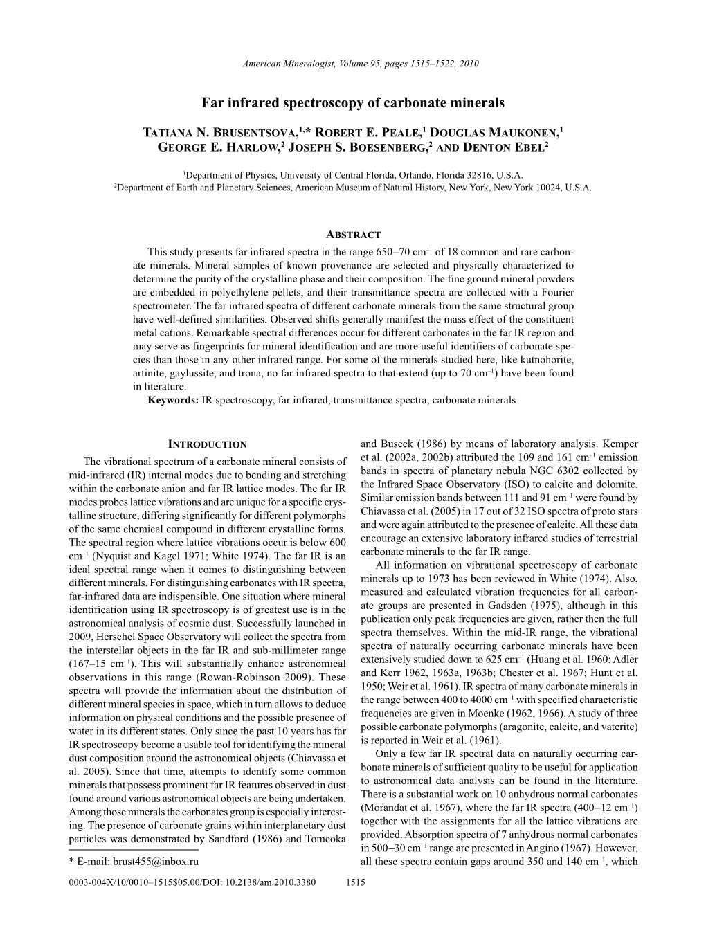 Far Infrared Spectroscopy of Carbonate Minerals