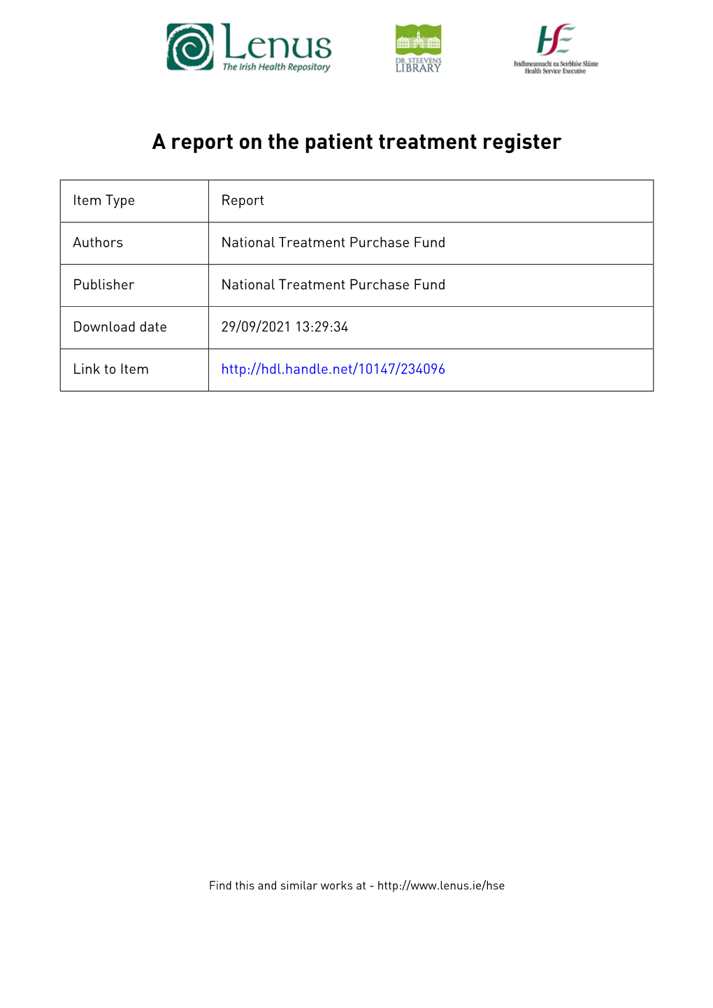 The Patient Treatment Register