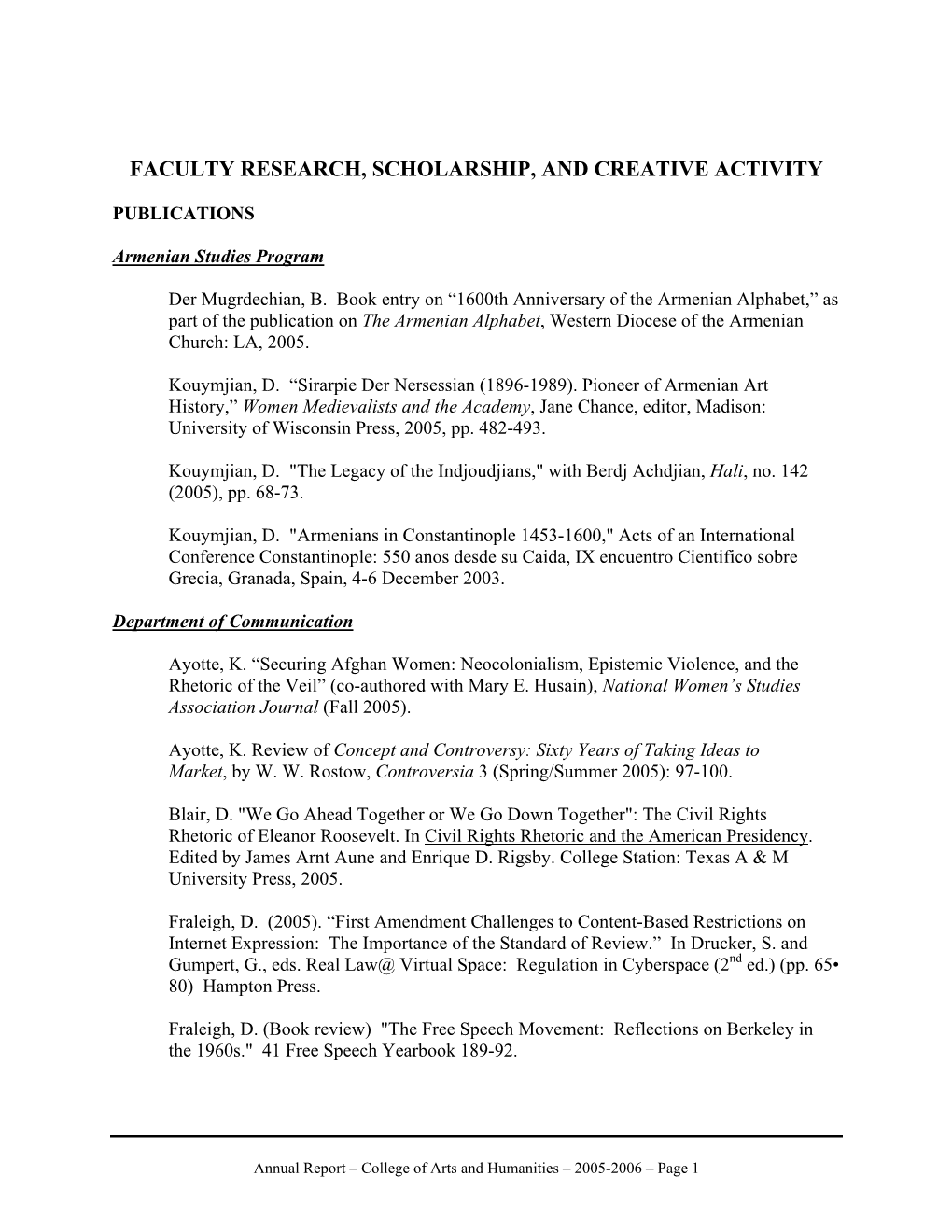 Faculty Research, Scholarship, and Creative Activity