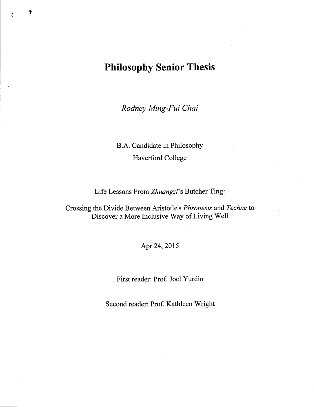 Philosophy Senior Thesis