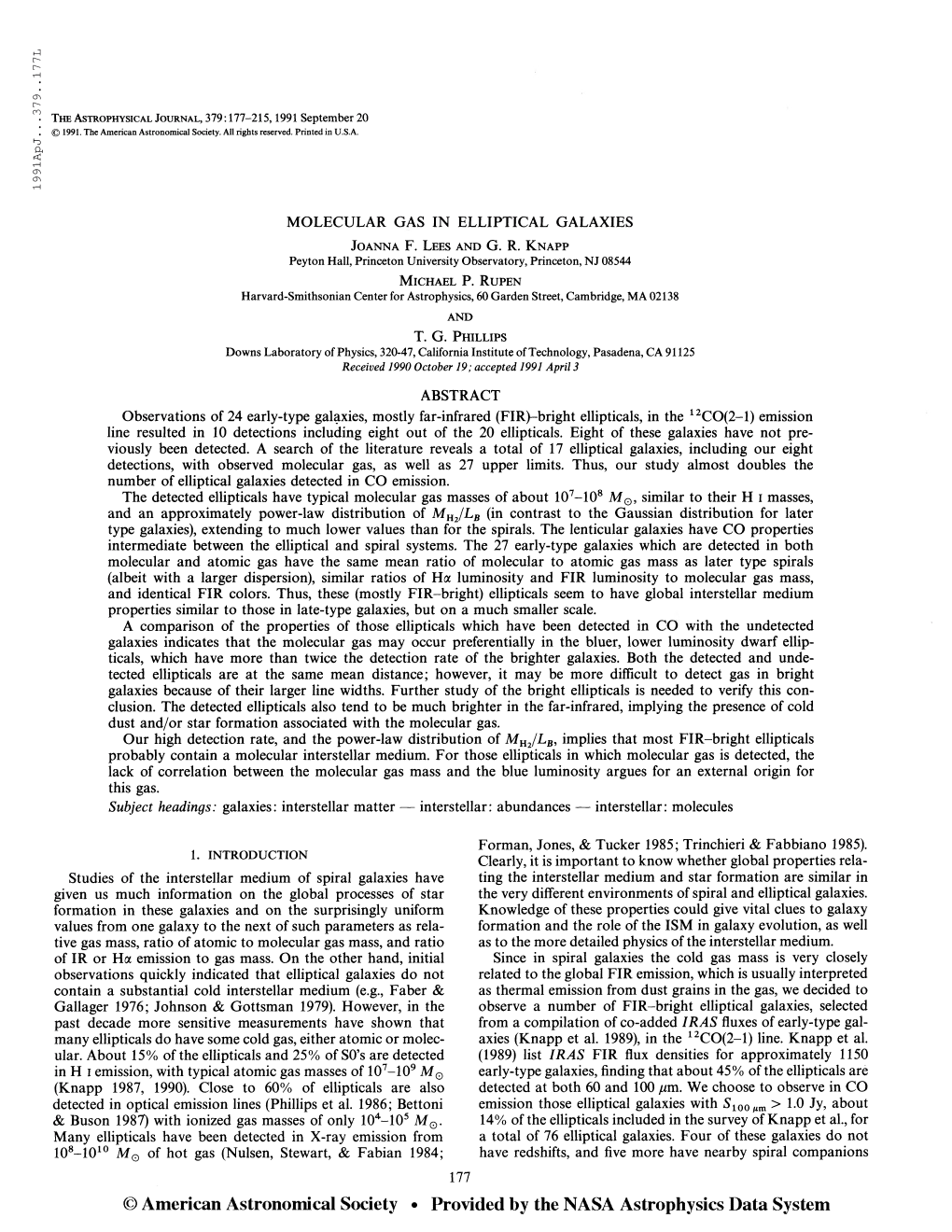 1991Apj. . .379. .177L the Astrophysical Journal, 379:177-215