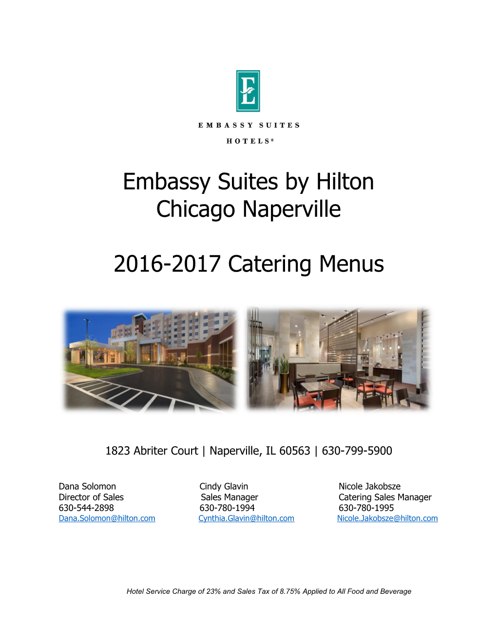 Embassy Suites by Hilton Chicago Naperville 2016-2017 Catering