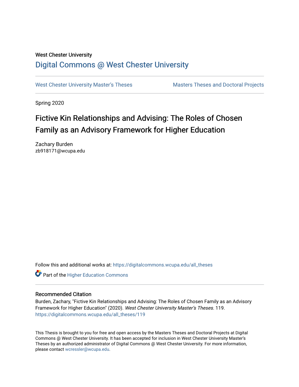 Fictive Kin Relationships and Advising: the Roles of Chosen Family As an Advisory Framework for Higher Education