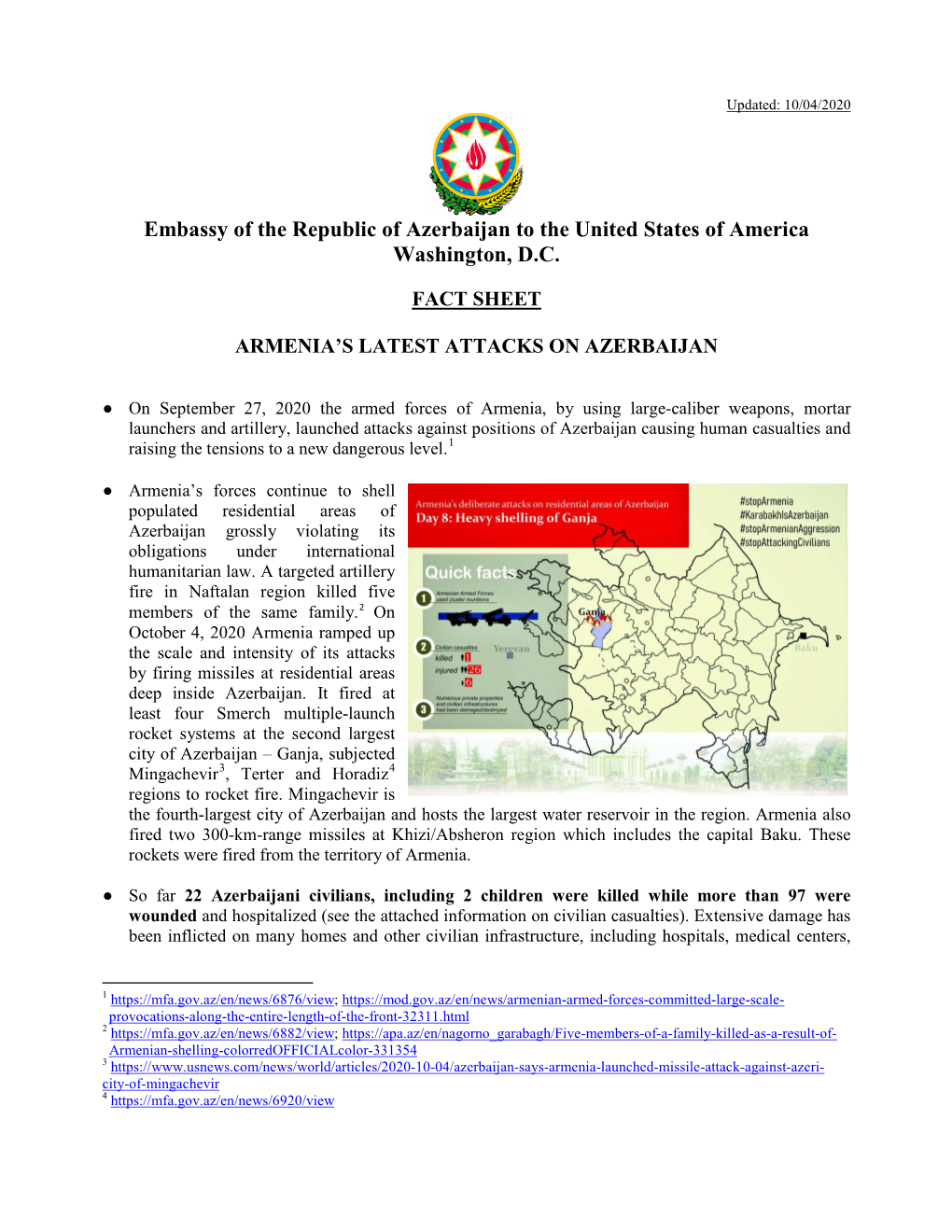 FACTSHEET Armenia Attacks Azerbaijani