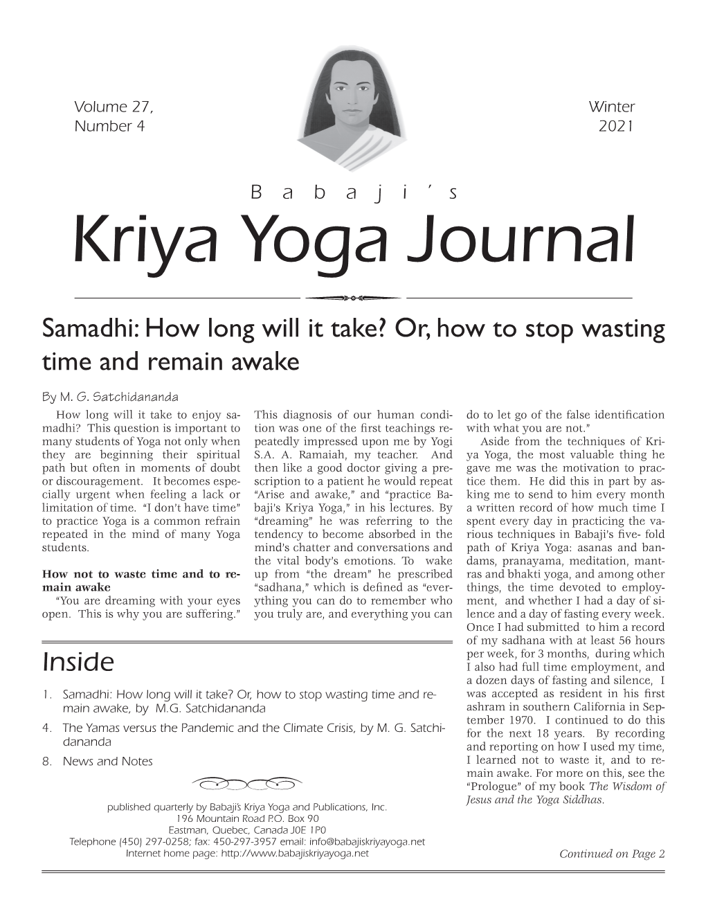 Kriya Yoga Journal