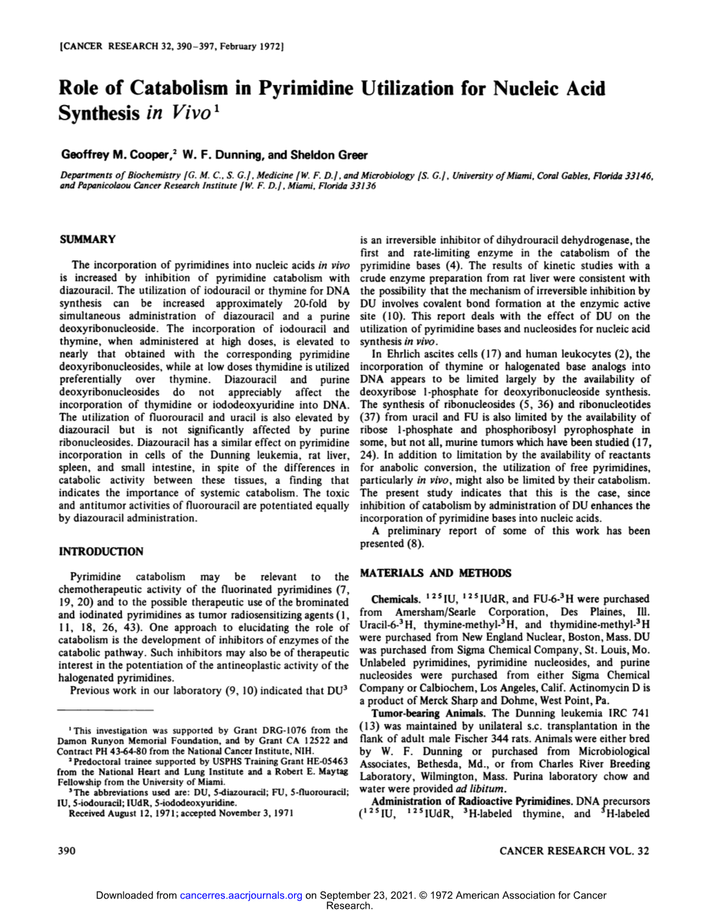 Role of Catabolism in Pyrimidine Utilization for Nucleic Acid Synthesis in Vivol