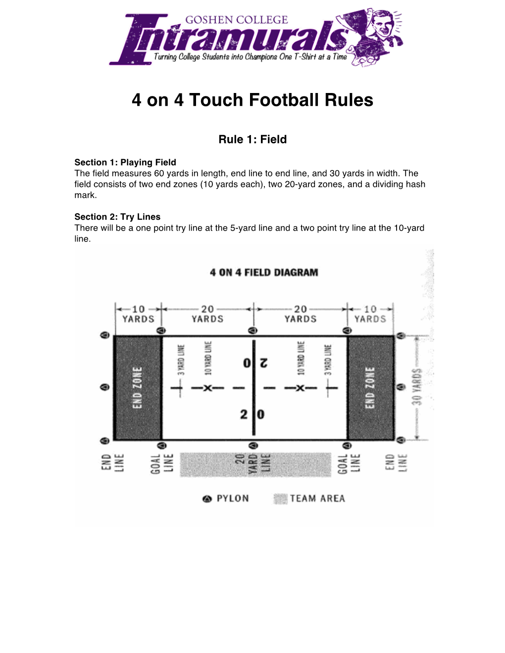 4 on 4 Touch Football Rules