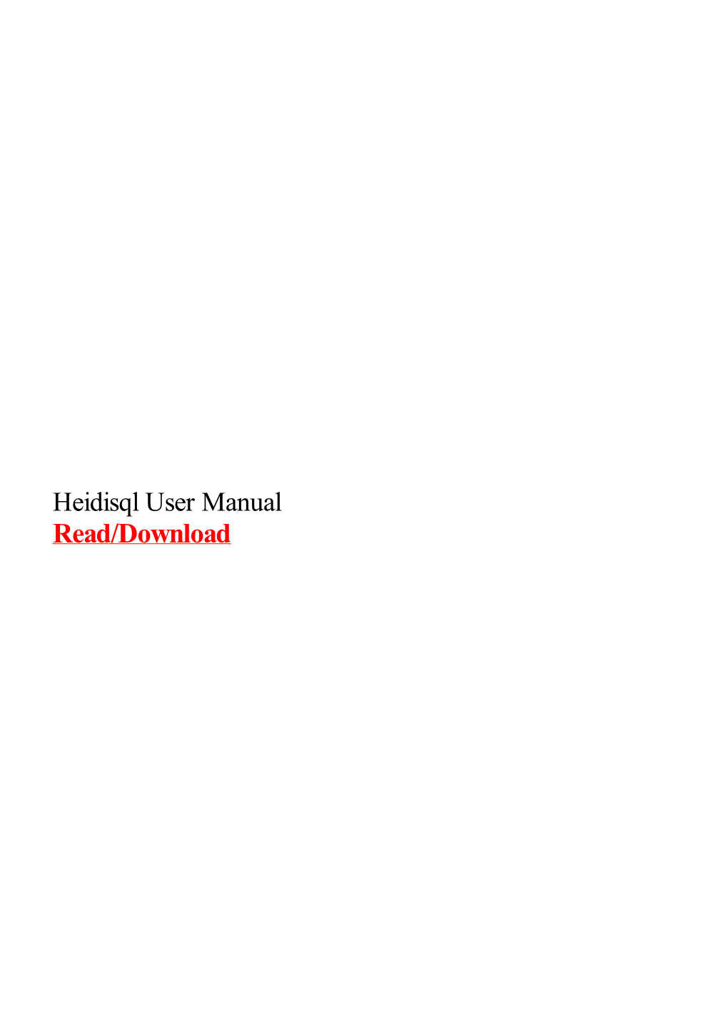 Heidisql User Manual