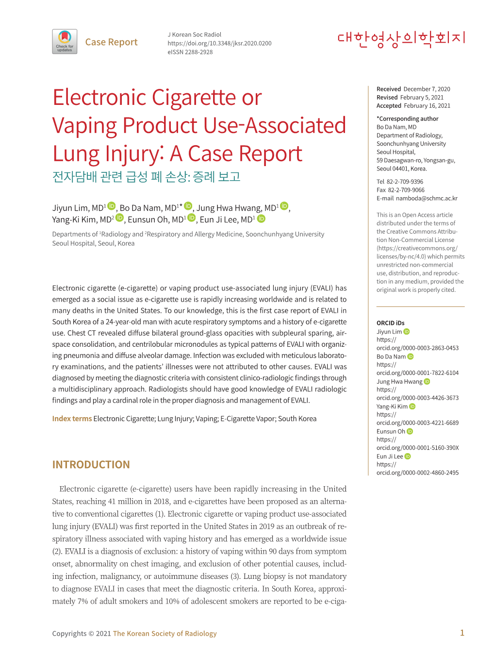 Electronic Cigarette Or Vaping Product Use-Associated Lung Injury