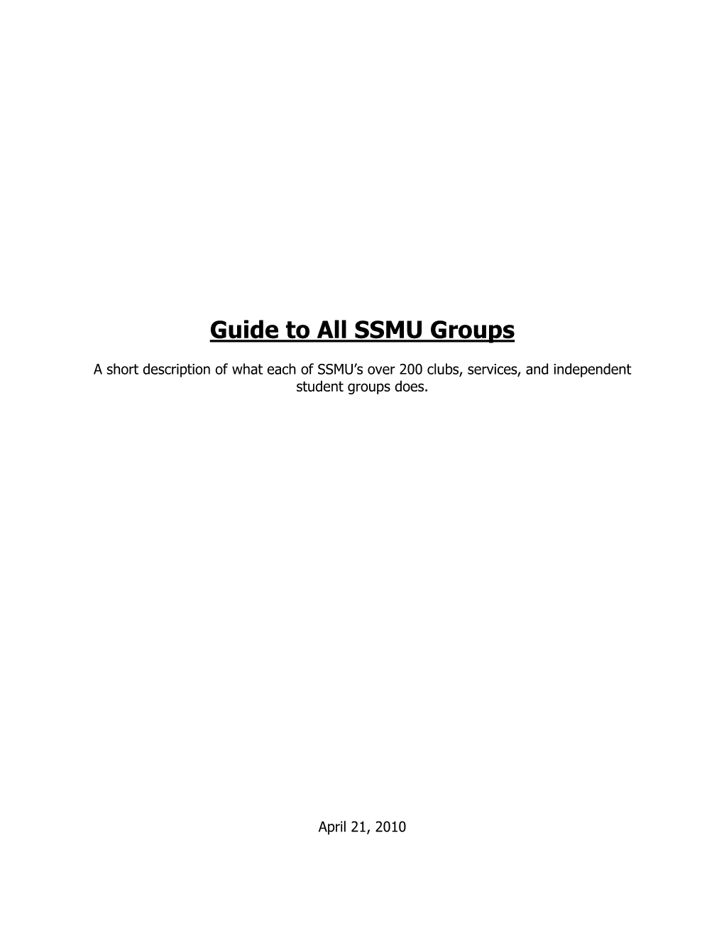 Guide to All SSMU Groups