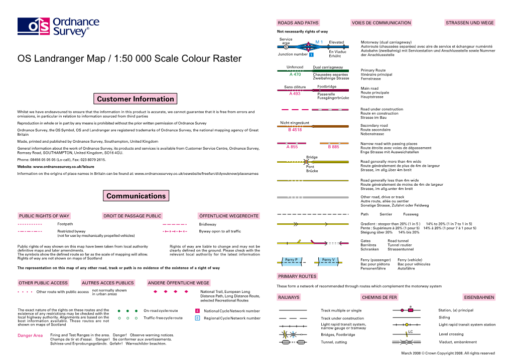 OS Landranger Map / 1:50 000 Scale Colour Raster