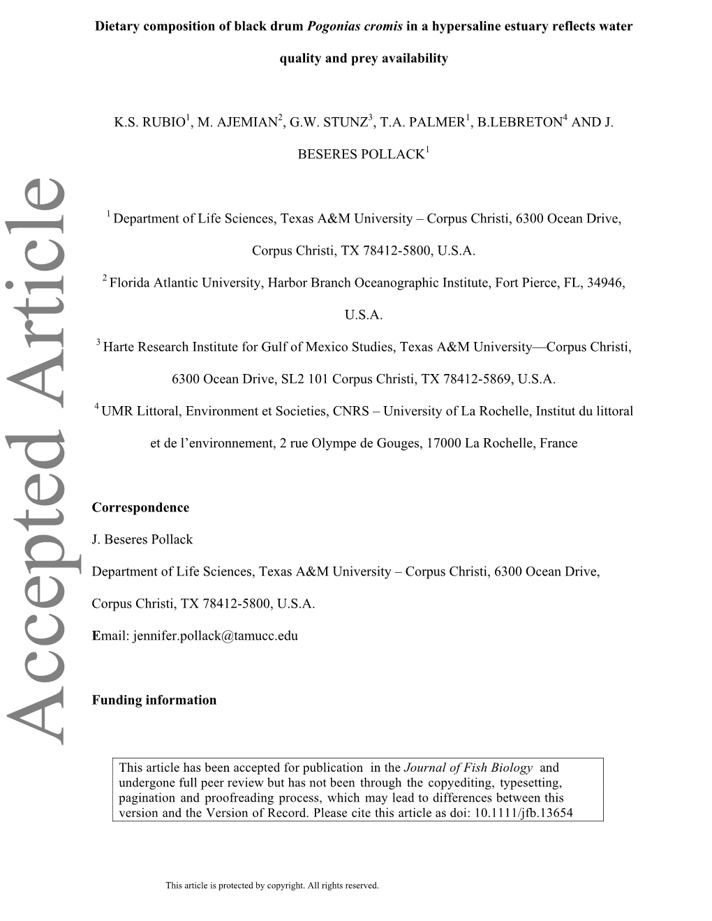 Dietary Composition of Black Drum Pogonias Cromis