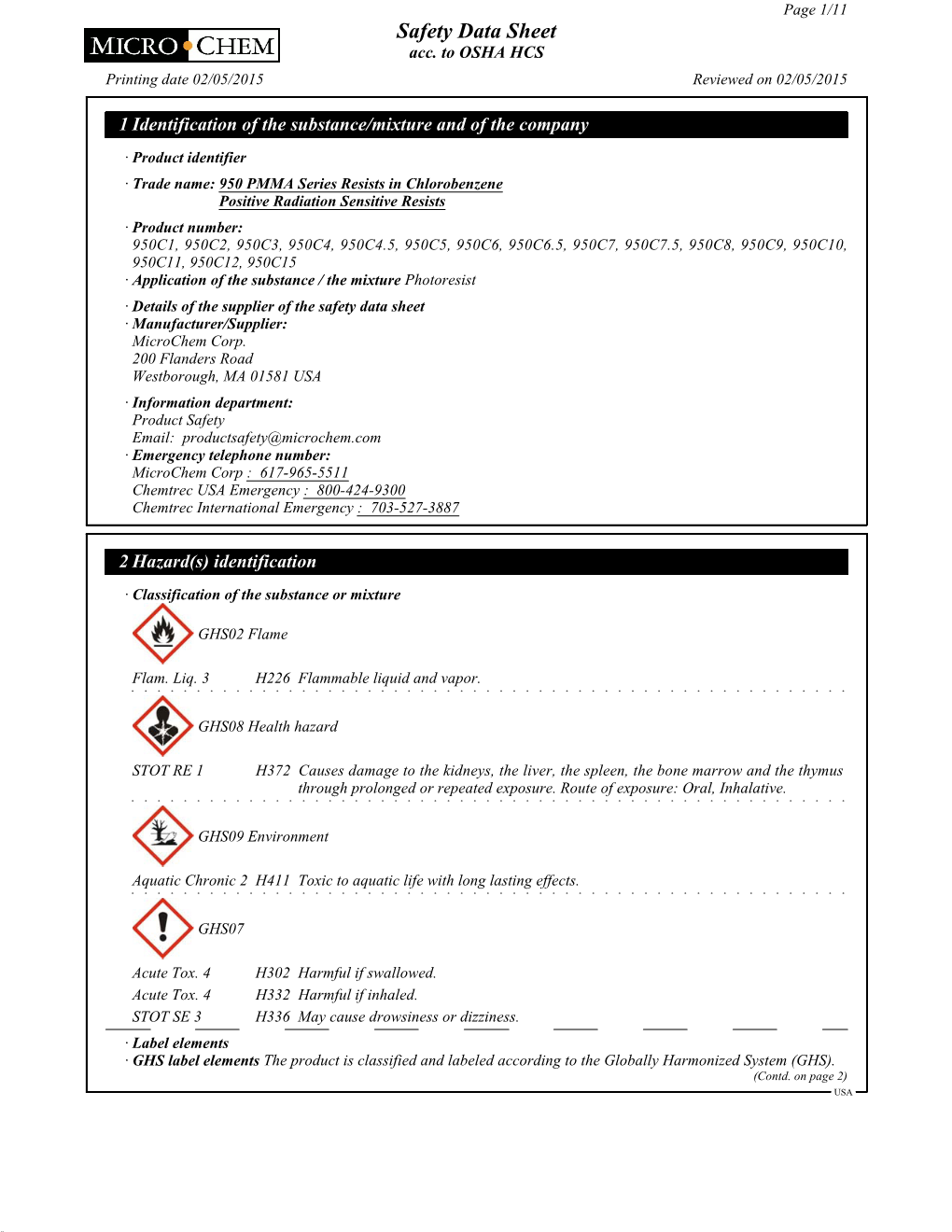 Safety Data Sheet Acc