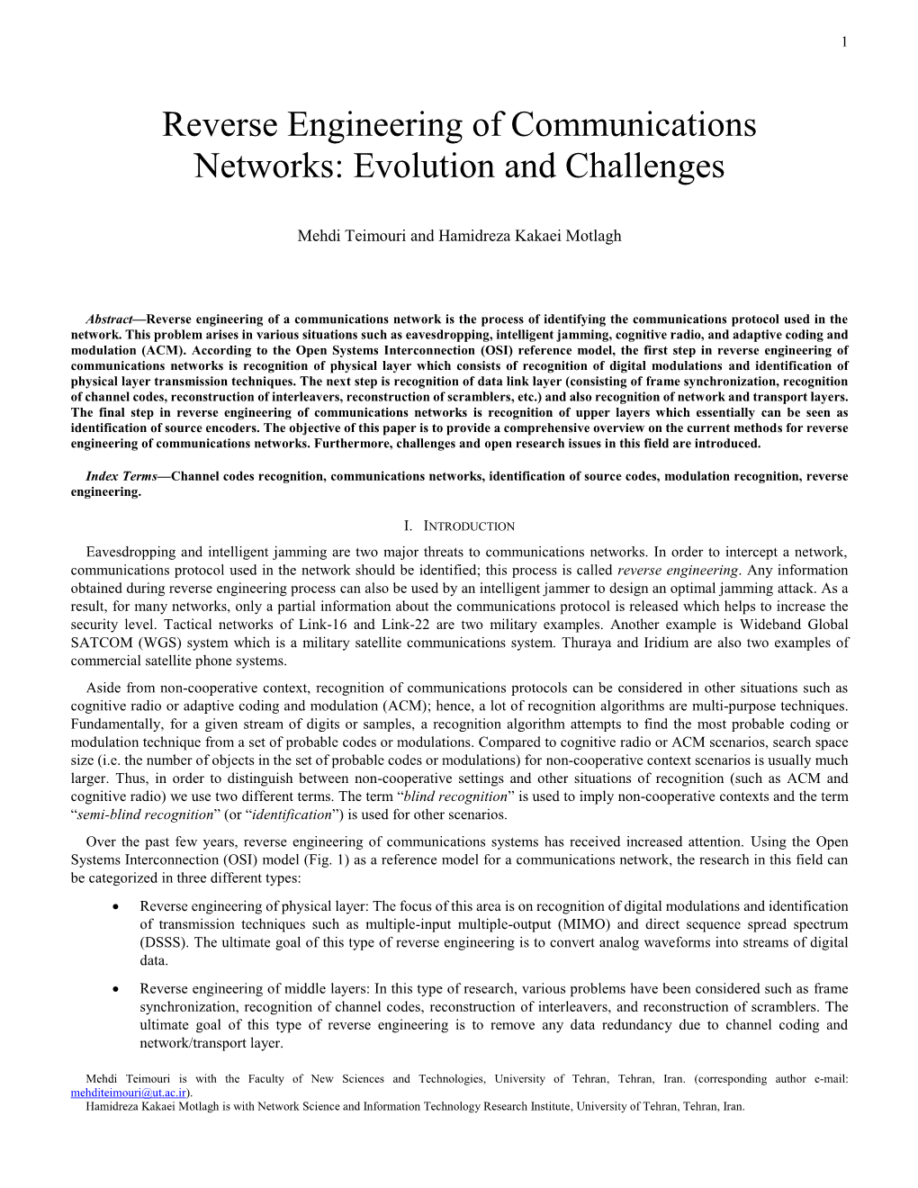 Reverse Engineering of Communications Networks: Evolution and Challenges