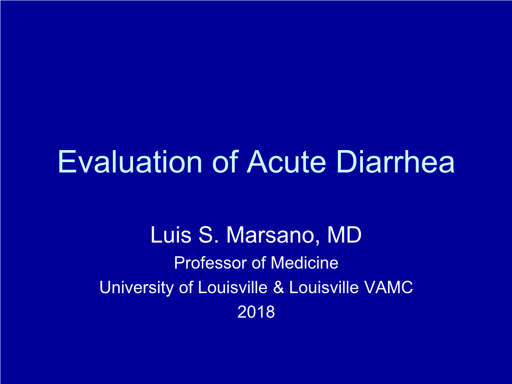 Evaluation of Acute Diarrhea