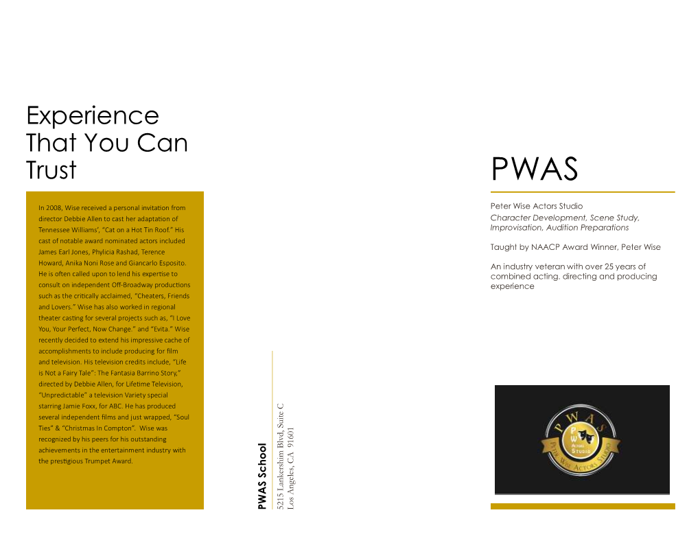 Experience That You Can Trust PWAS