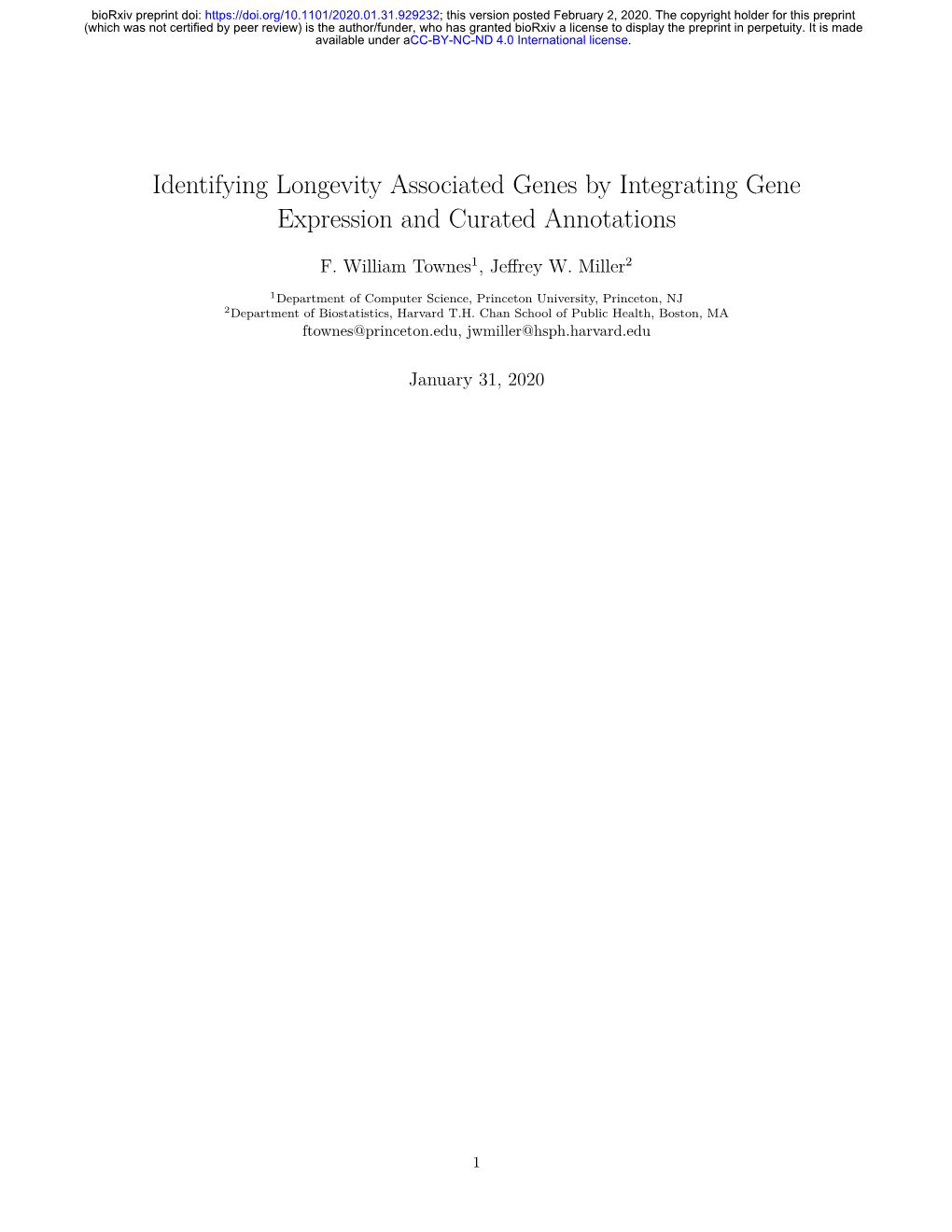 Identifying Longevity Associated Genes by Integrating Gene Expression and Curated Annotations