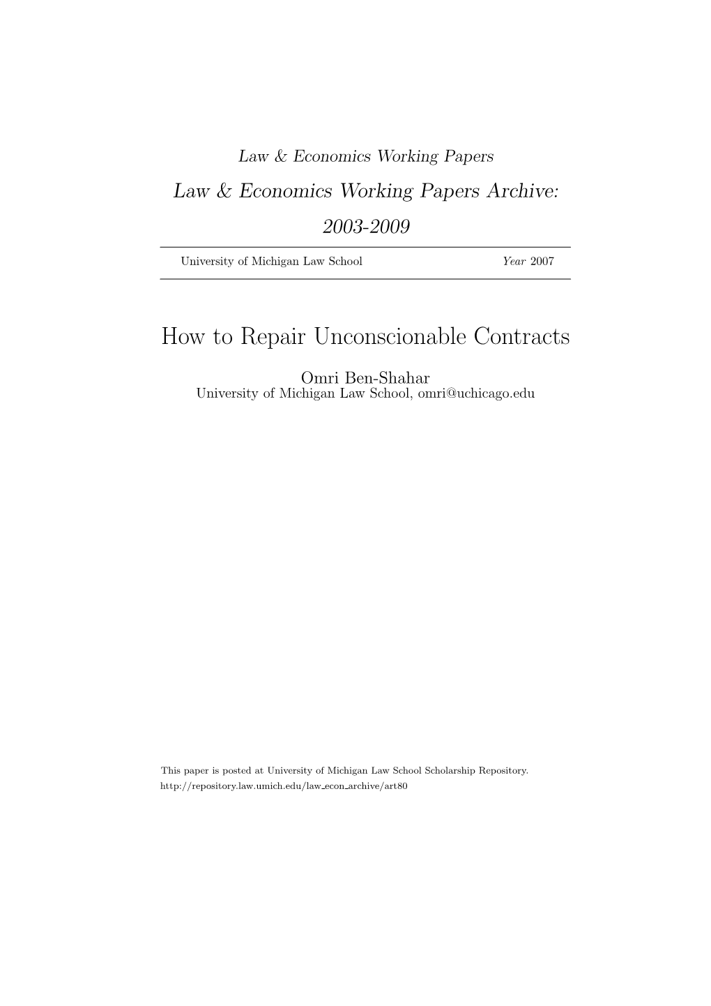 How to Repair Unconscionable Contracts