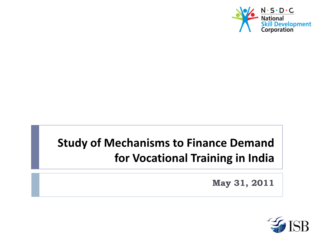 Study of Mechanisms to Finance Demand for Vocational Training in India
