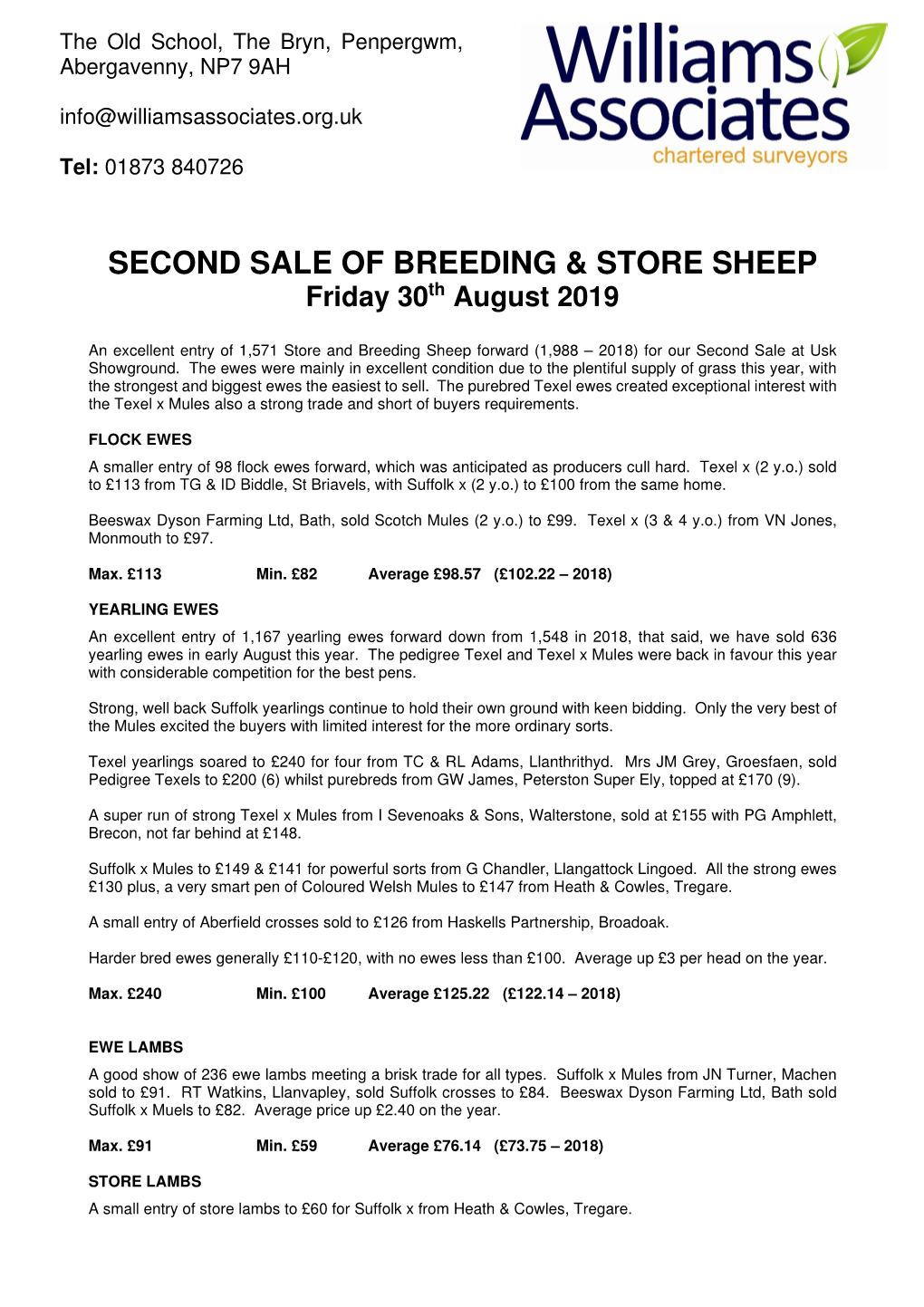 Second Sale of Breeding & Store Sheep