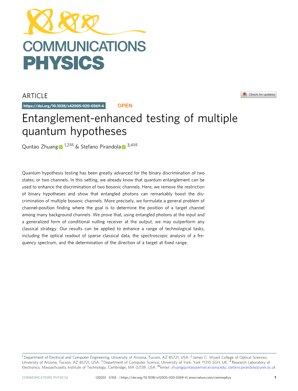 Entanglement-Enhanced Testing of Multiple Quantum Hypotheses