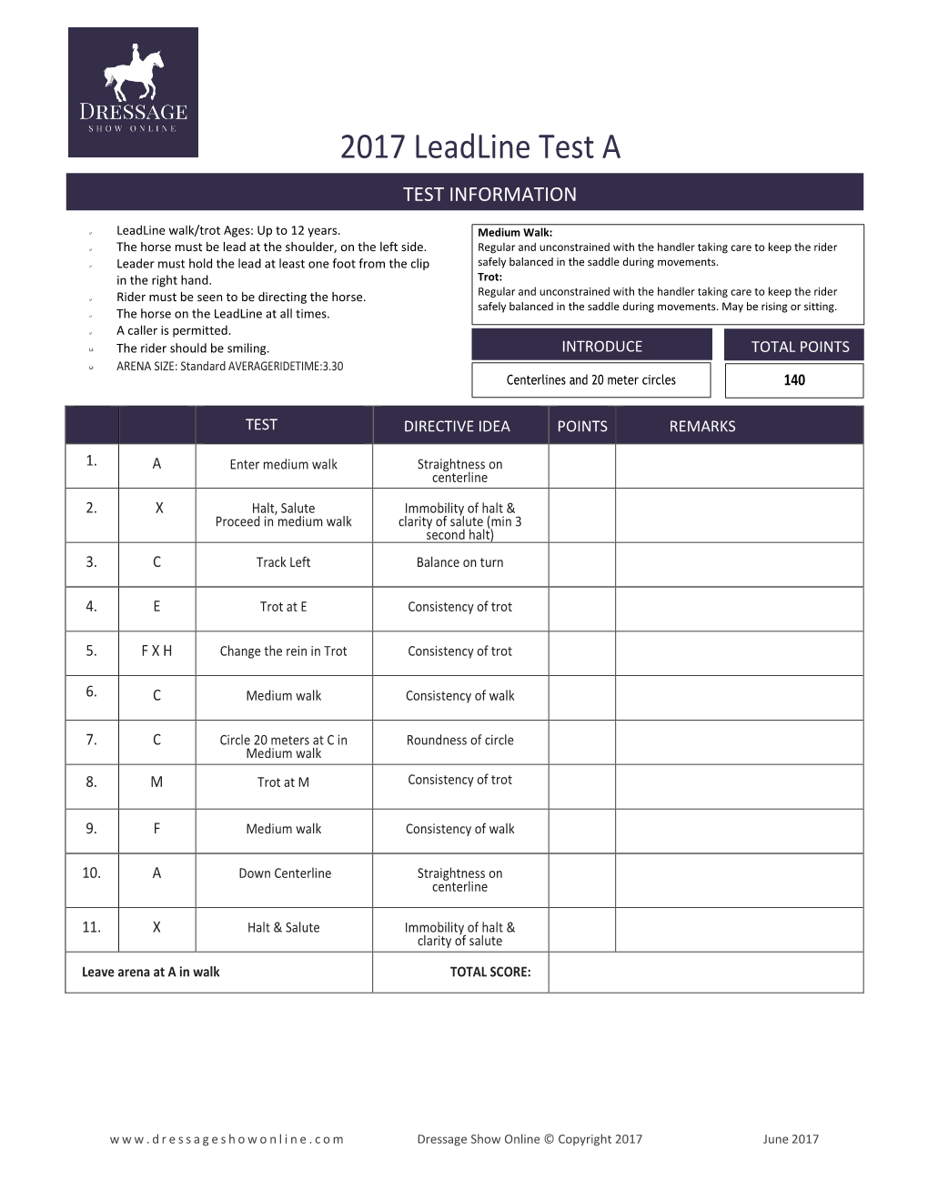2017 Leadline Test a TEST INFORMATION