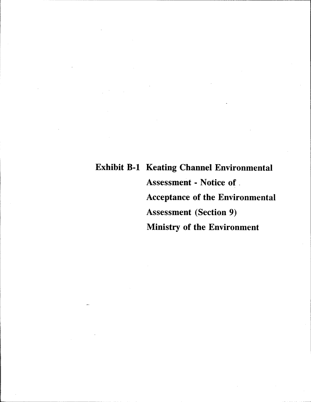 1 Keating Channel Environmental Ministry of the Environment