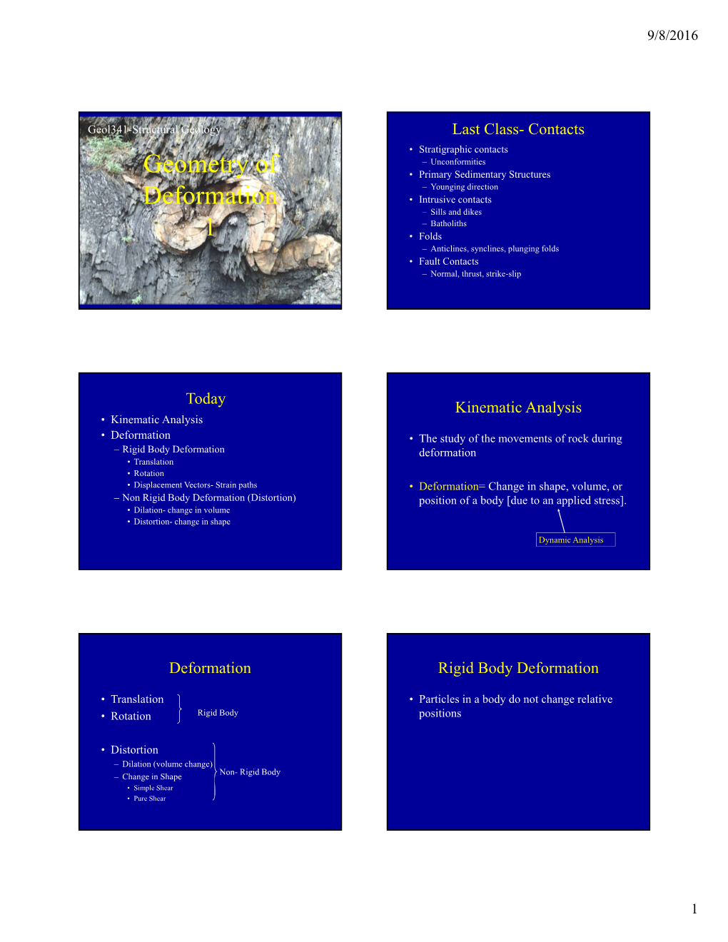 Geometry of Deformation 1