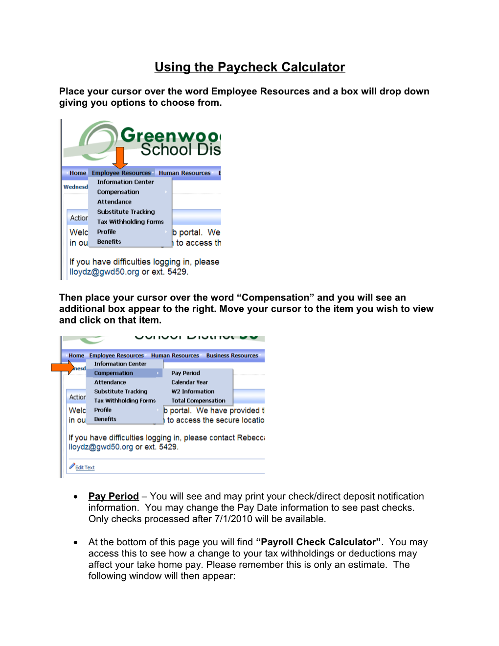 Using the Paycheck Calculator