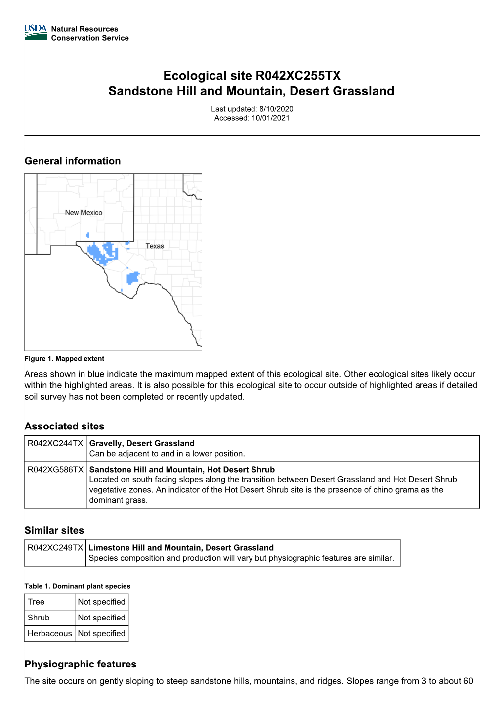 Ecological Site R042XC255TX Sandstone Hill and Mountain, Desert Grassland