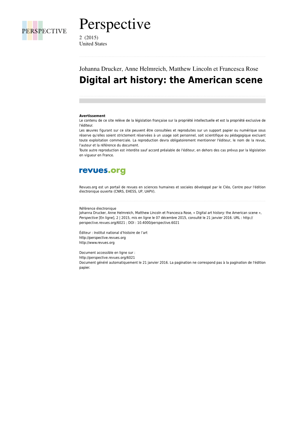 Digital Art History: the American Scene