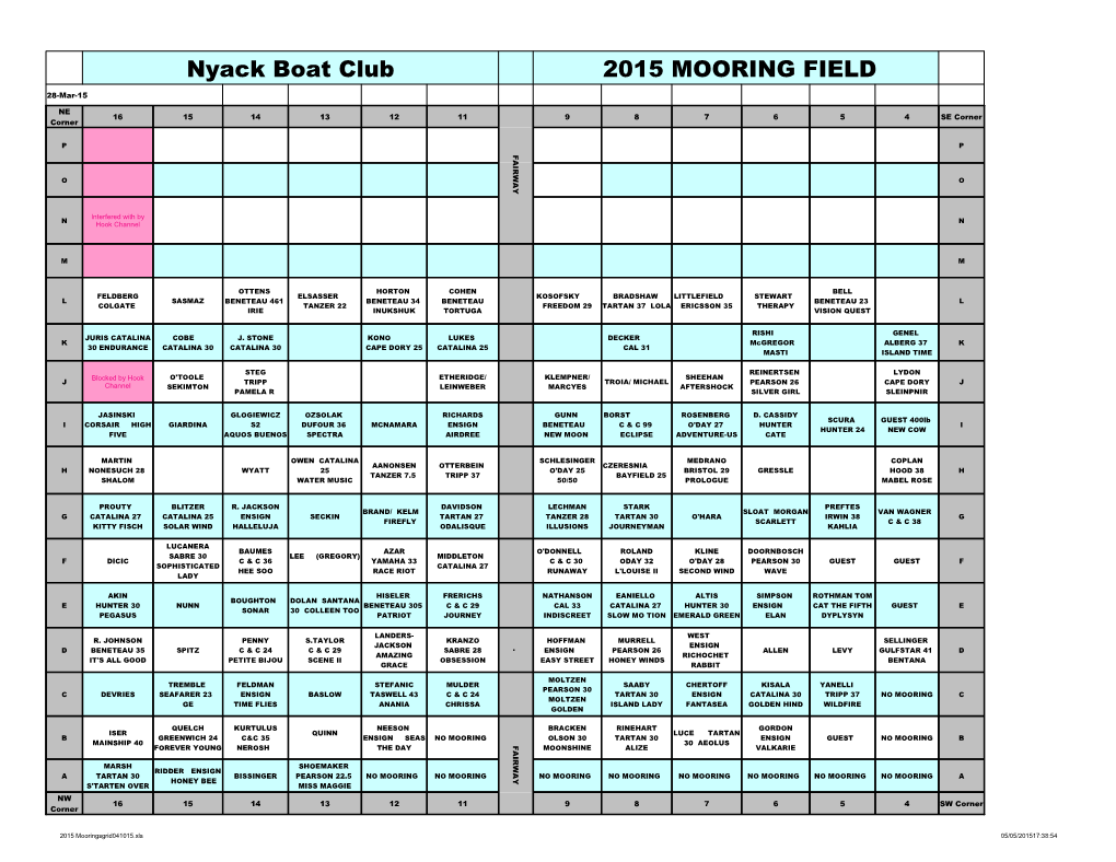 Nyack Boat Club 2015 MOORING FIELD