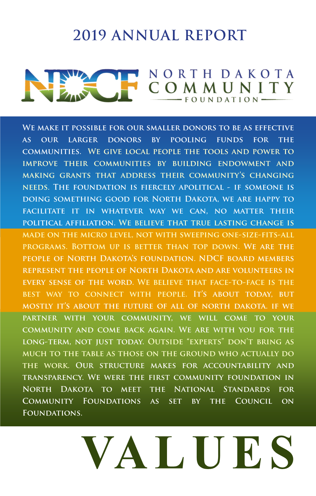 NDCF 2019 ANNUAL REPORT | PAGE 5 NDCF 2019 At-A-Glance Here Are Some Highlights from 2019!
