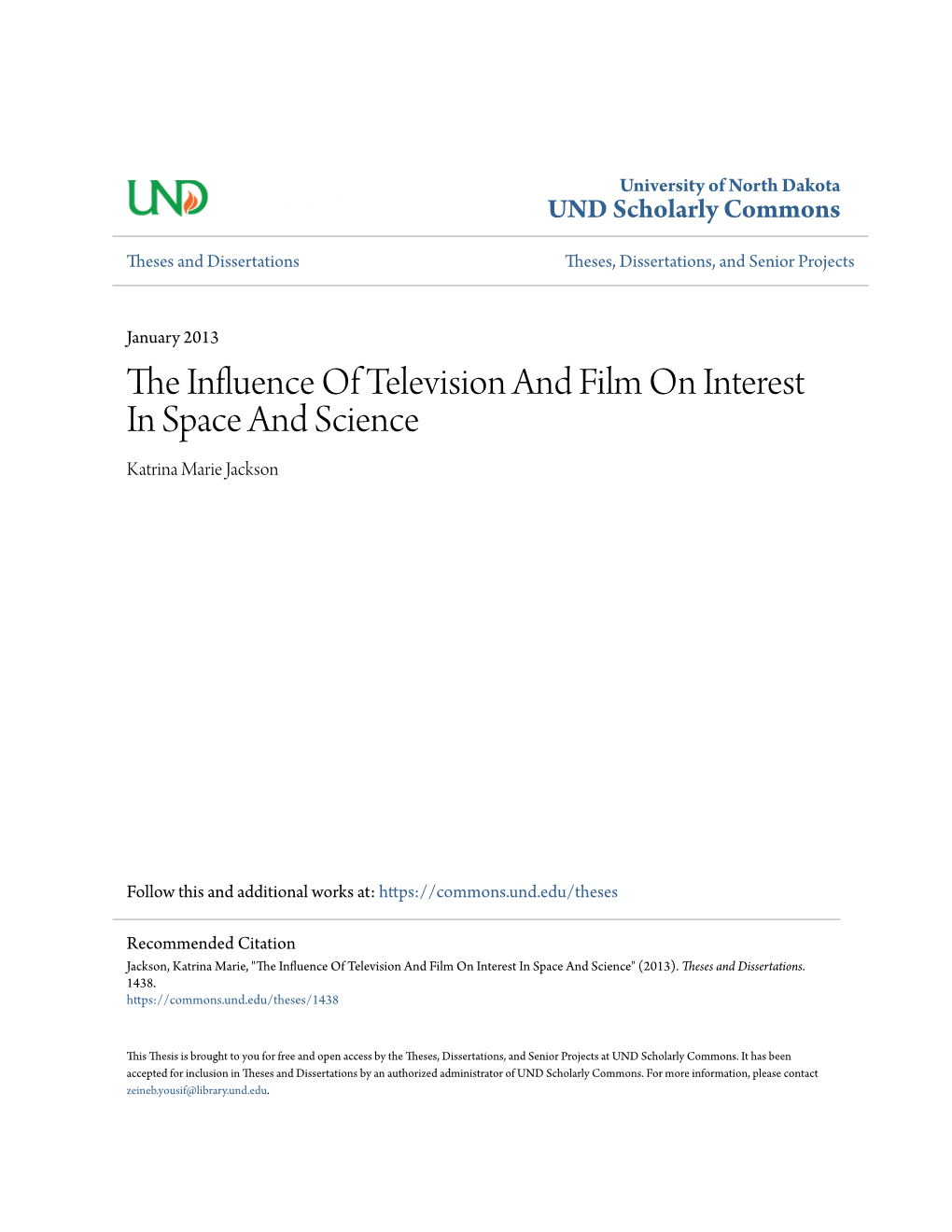 The Influence of Television and Film on Interest in Space and Science