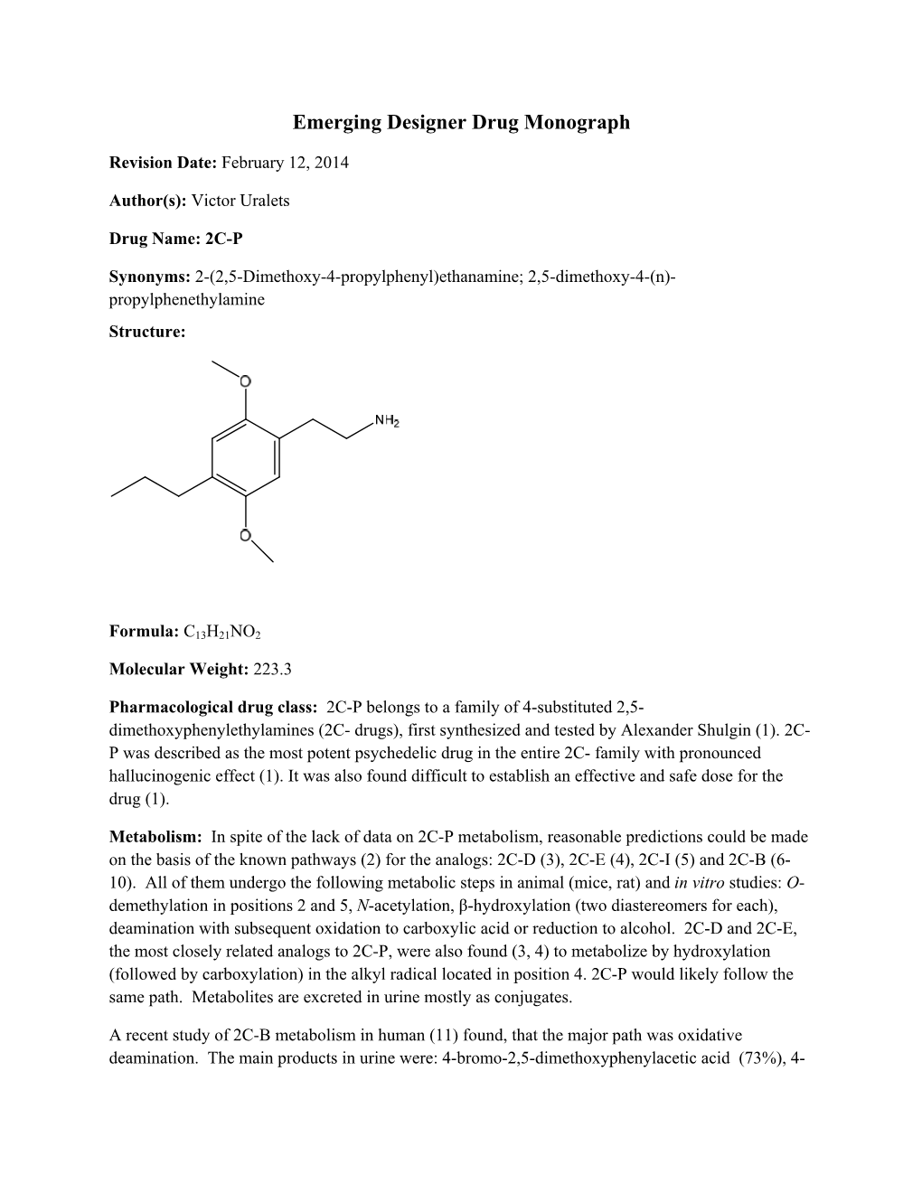 2C-P Monograph