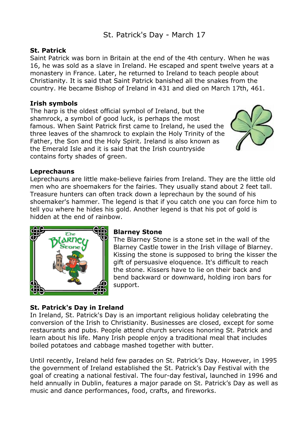 St. Patrick's Day - March 17