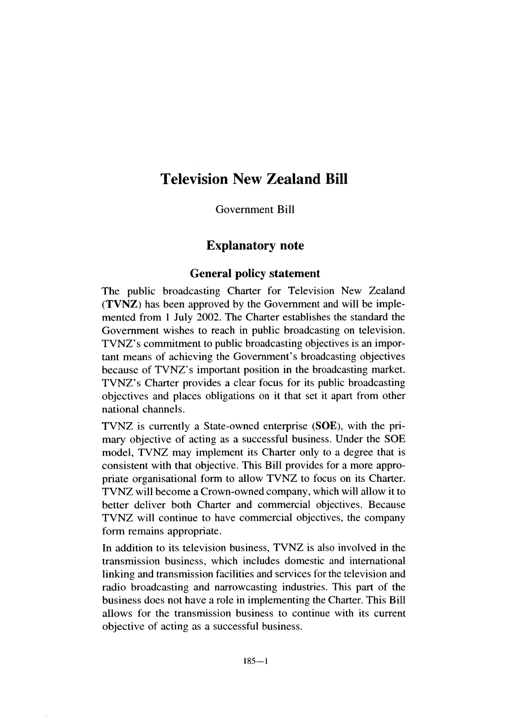 Television New Zealand Bill-185-1