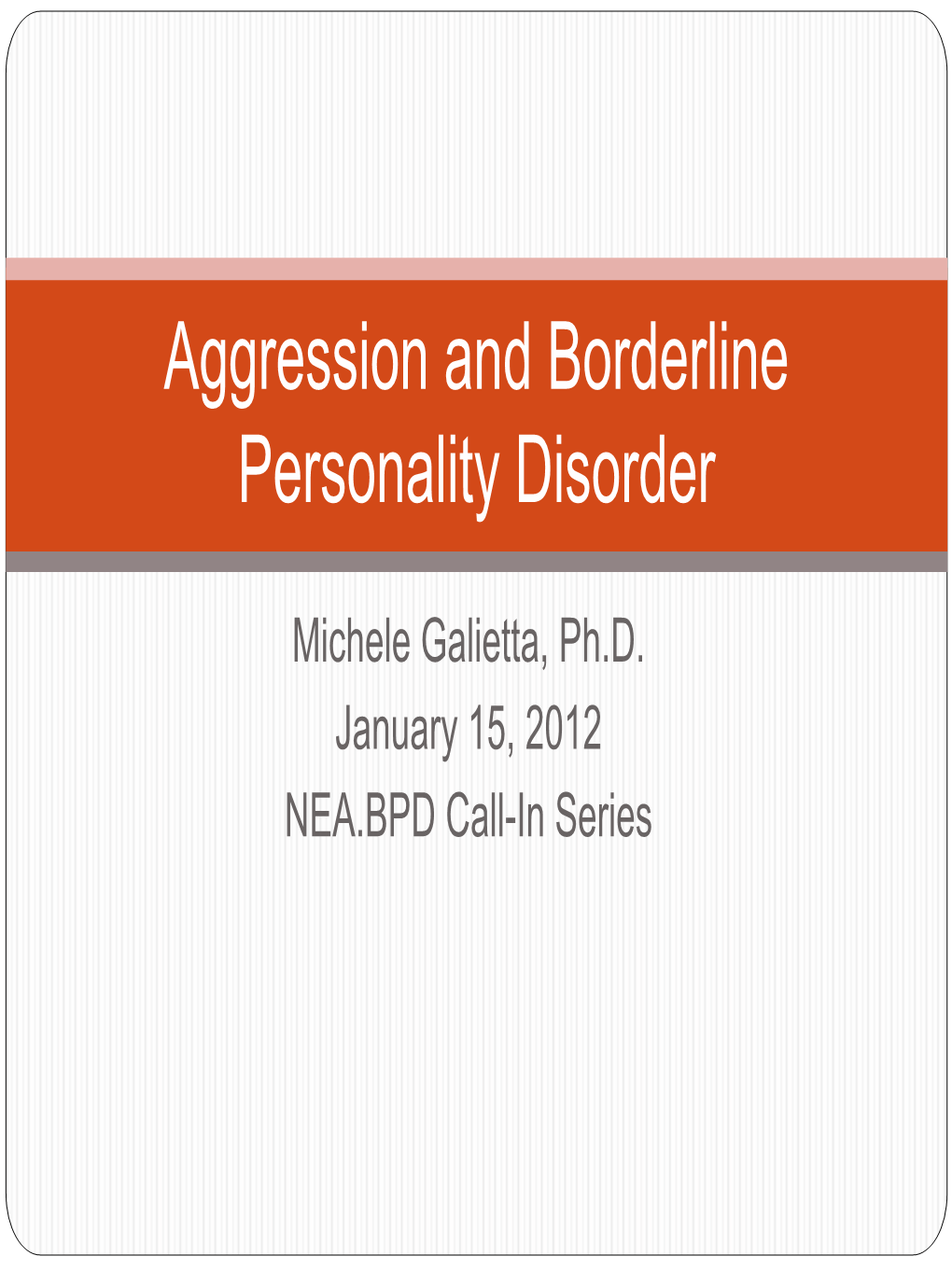 Aggression and Borderline Personality Disorder