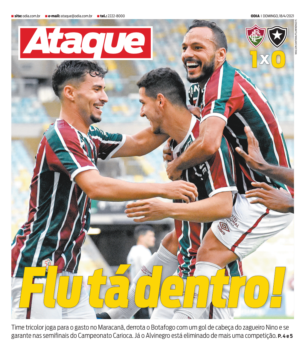 Time Tricolor Joga Para O Gasto No Maracanã, Derrota O Botafogo Com Um Gol De Cabeça Do Zagueiro Nino E Se Garante Nas Semiﬁnais Do Campeonato Carioca