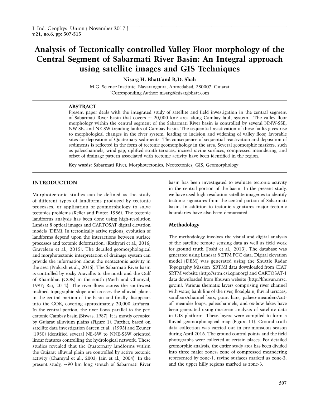 Analysis of Tectonically Controlled Valley Floor Morphology of The