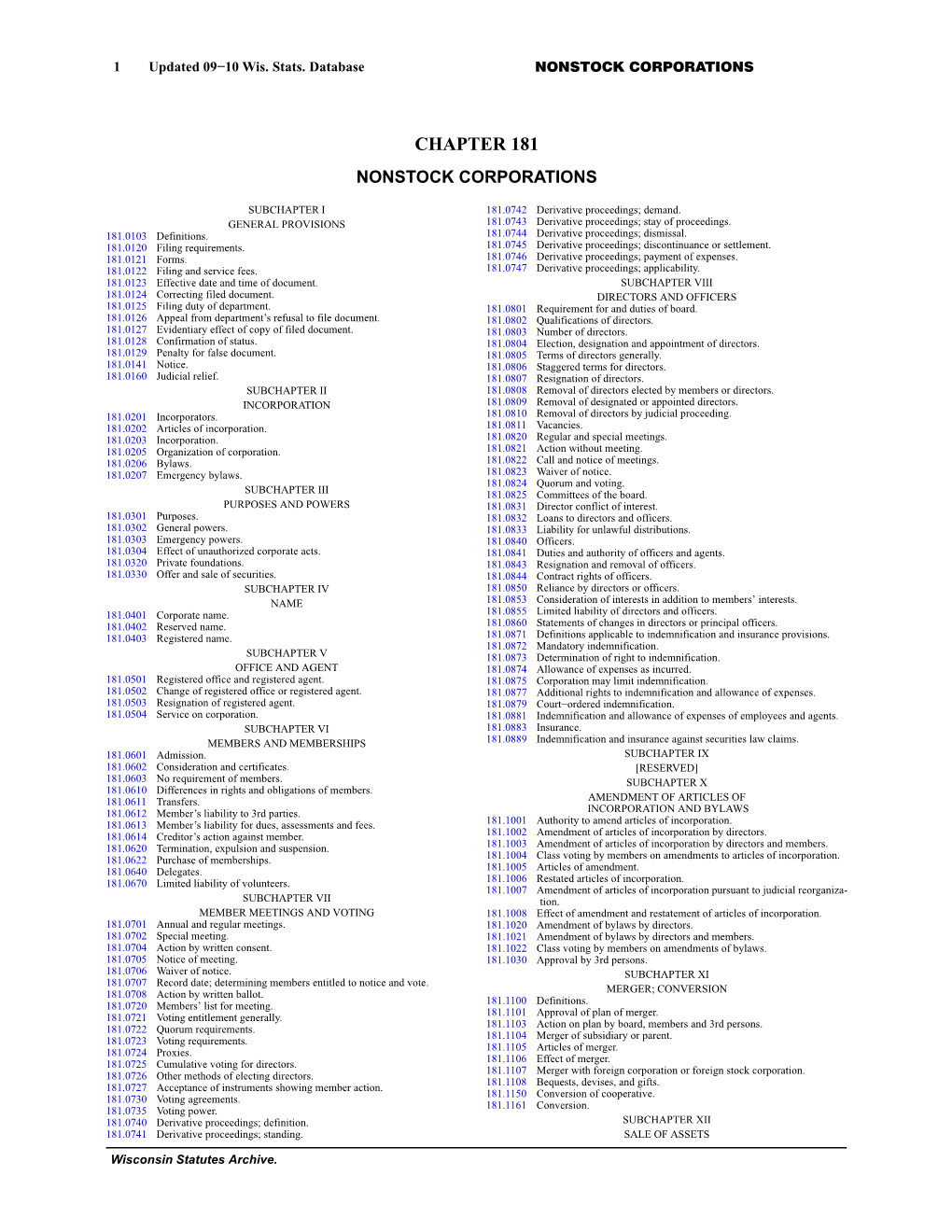 Chapter 181 Nonstock Corporations